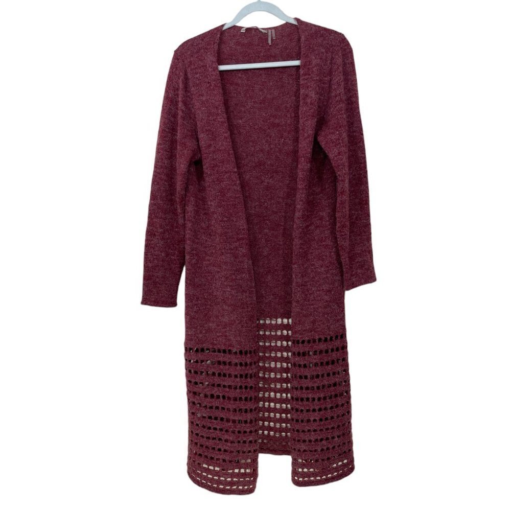 Soft‎ Surroundings Duster Cardigan Women's Size M Open Front Long Sweater Purple